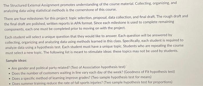 Solved The Structured External Assignment promotes | Chegg.com