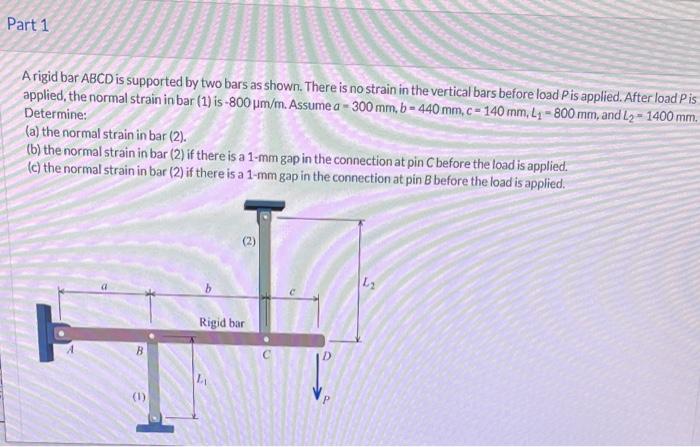 Solved Part 1 A Rigid Bar ABCD Is Supported By Two Bars As | Chegg.com