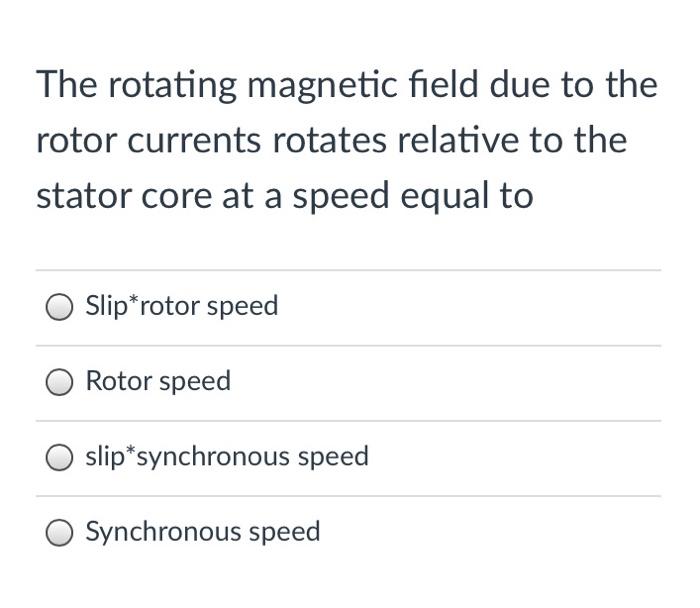 Solved The rotating magnetic field due to the rotor currents | Chegg.com