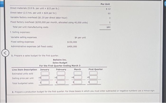 Solved Multiperiod budgeted income statement and supporting | Chegg.com