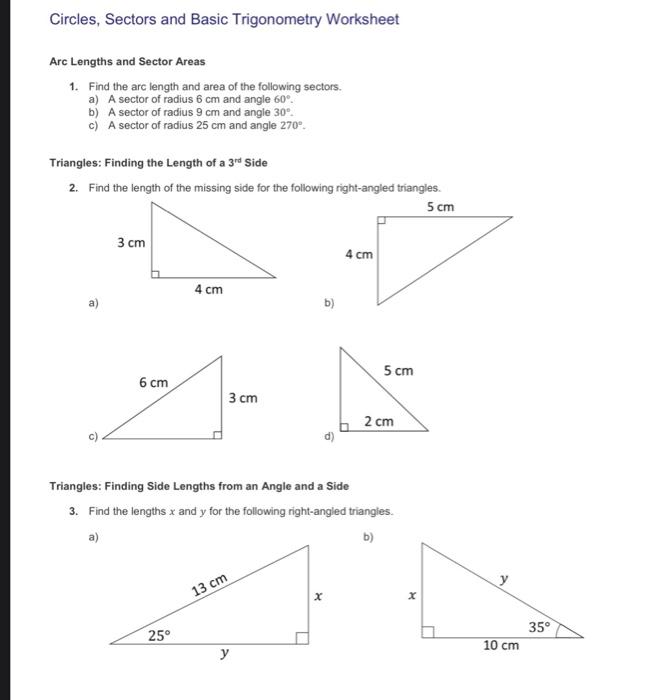 Trigonometry (B) Missing Angles and Lengths Worksheet