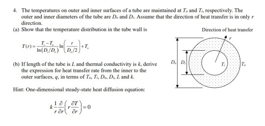 Solved 4. The temperatures on outer and inner surfaces of a | Chegg.com