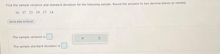 Solved Find the sample variance and standard deviation for | Chegg.com