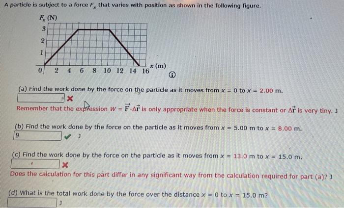Solved (a) Find the work done by the force on the particle | Chegg.com