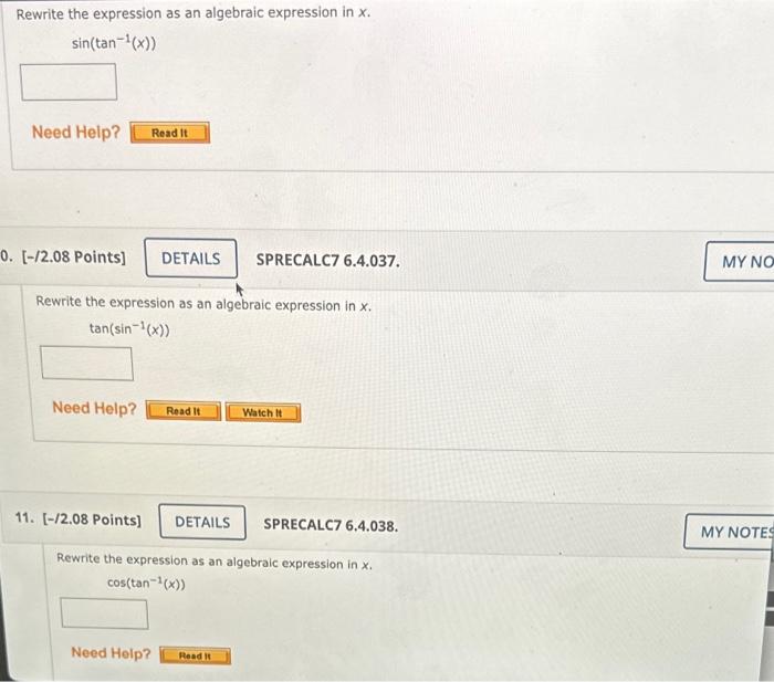 Solved Rewrite the expression as an algebraic expression in | Chegg.com
