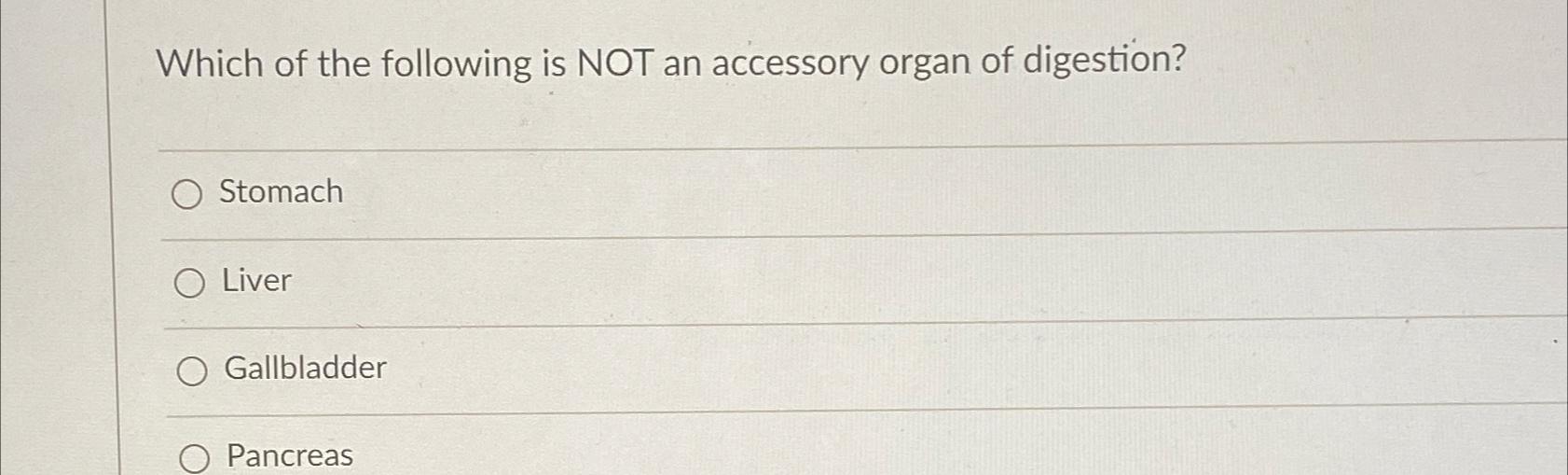 Solved Which of the following is NOT an accessory organ of