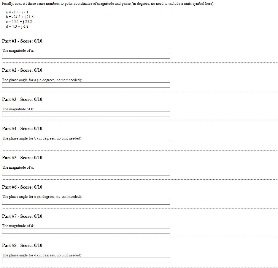 Solved Finally, convert these same numbers to polar | Chegg.com