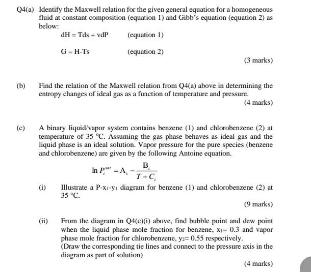 Solved Q4(a) Identify the Maxwell relation for the given | Chegg.com