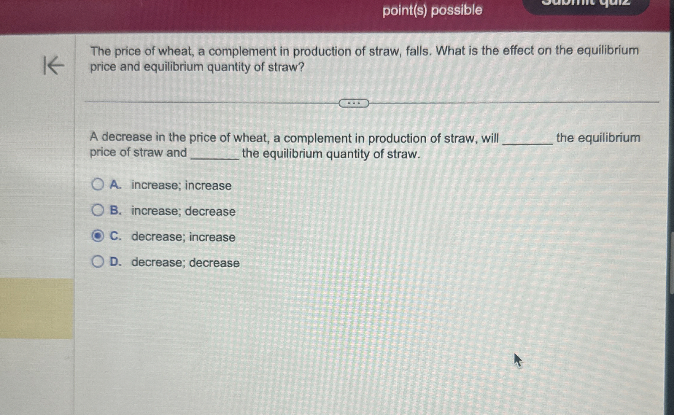 Solved The price of wheat, a complement in production of | Chegg.com