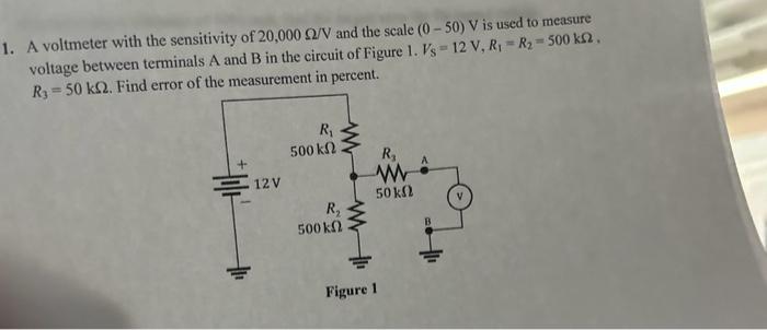 Solved A voltmeter with the sensitivity of 20,000Ω/V and the | Chegg.com