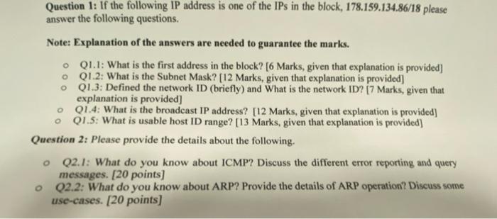 Solved Question 1: If the following IP address is one of the | Chegg.com