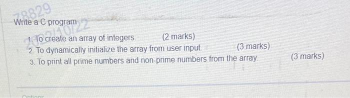Solved Write a C program 1. To create an array of integers. | Chegg.com