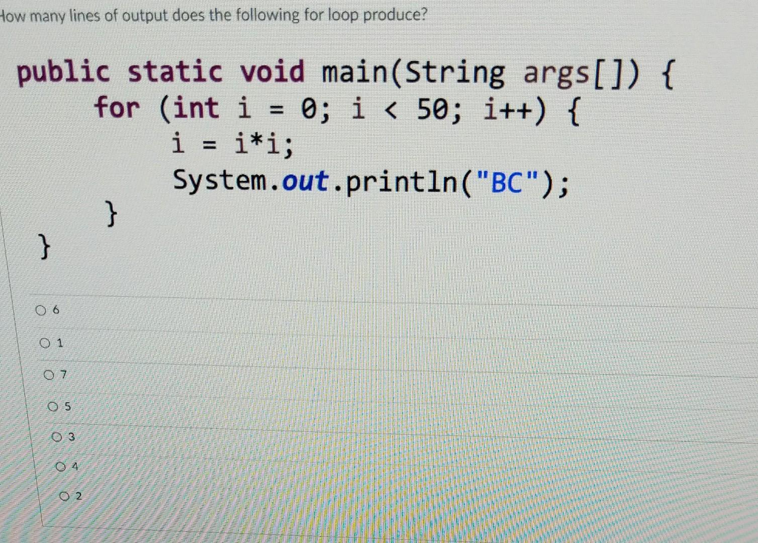 Solved How many lines of output does the following for loop | Chegg.com