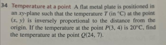 Solved 4 Temperature at a point A flat metal plate is | Chegg.com