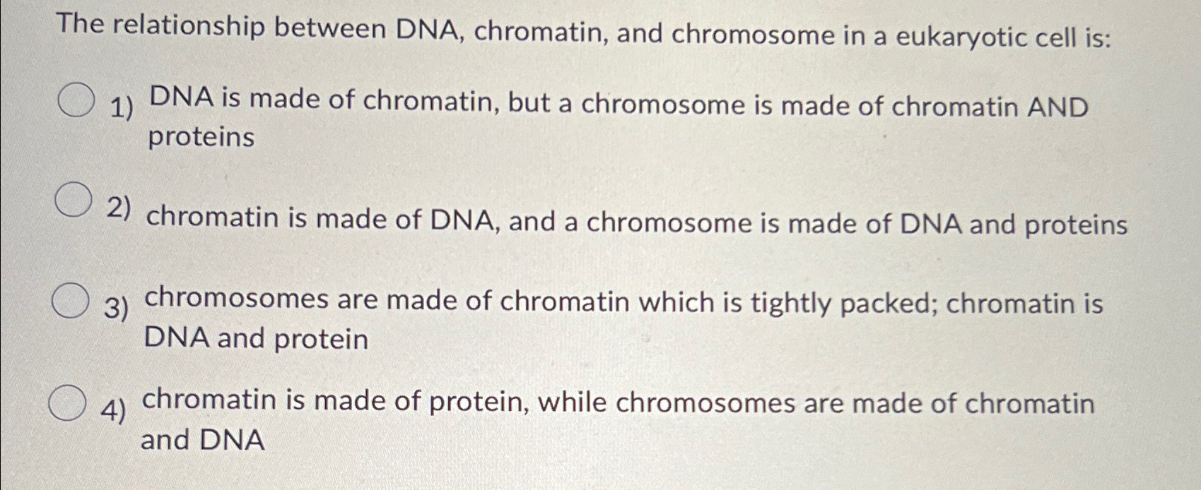 Solved The relationship between DNA, chromatin, and | Chegg.com