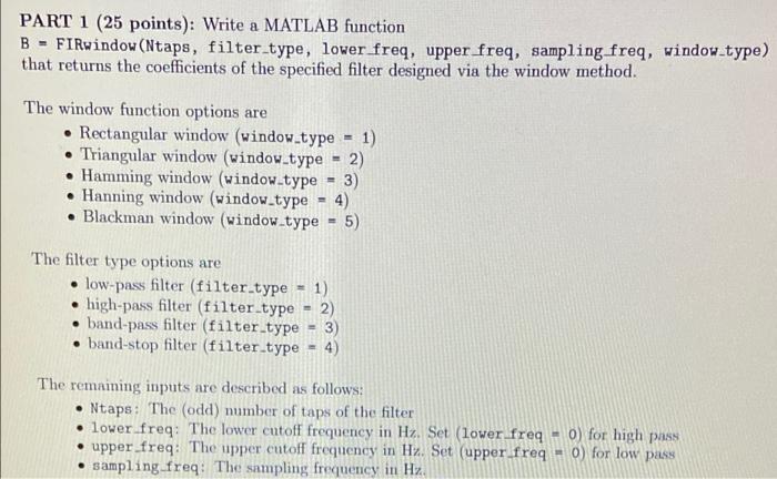 Solved PART 1 (25 points): Write a MATLAB function B | Chegg.com