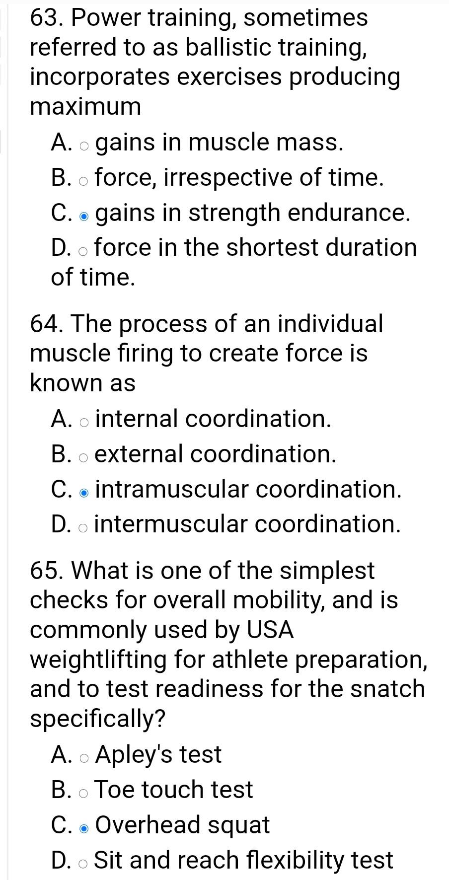 Solved 63. Power training, sometimes referred to as | Chegg.com