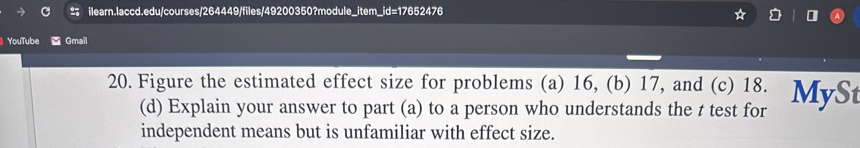 Solved Figure the estimated effect size for problems | Chegg.com