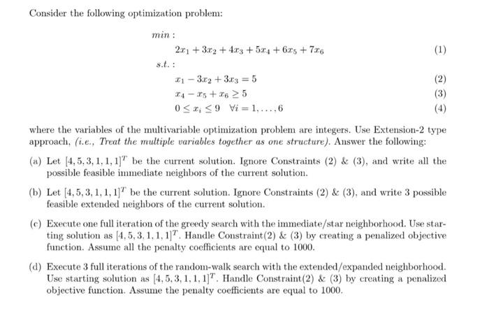 Consider the following optimization problem: min : | Chegg.com