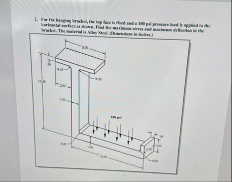 Solved For the hanging bracket, the top face is fixed and a | Chegg.com