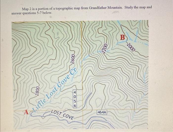 Solved Map 2 is a portion of a topographic map from | Chegg.com