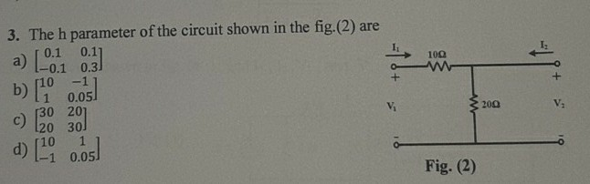 Solved 3. The h parameter of the circuit shown in the | Chegg.com