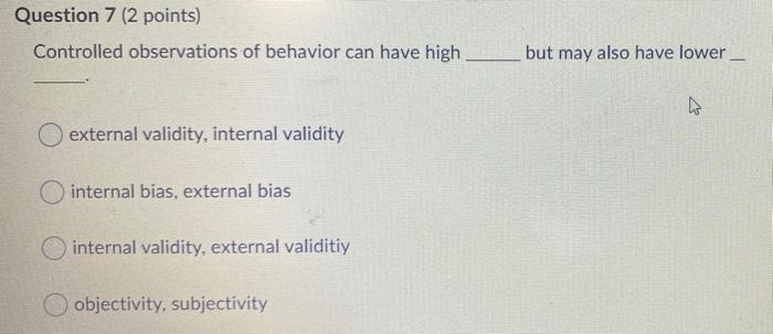 Solved Question 7 (2 points) Controlled observations of | Chegg.com