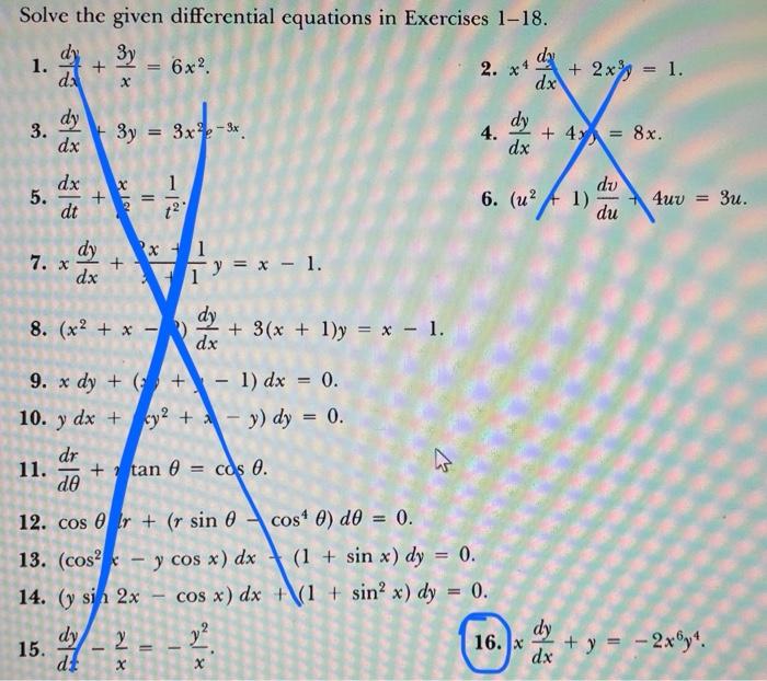 Solved Solve the given differential equations in Exercises | Chegg.com