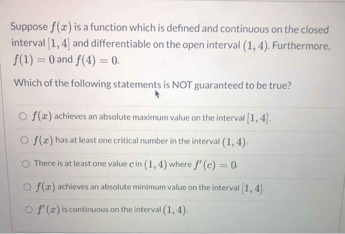 Solved Suppose F X Is A Function Which Is Defined And