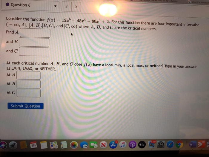 Solved pro Question 6 Consider the function f(x) = 12x + | Chegg.com