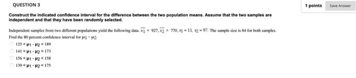 Solved 1 points Save Answer QUESTION 1 Solve the problem. A | Chegg.com