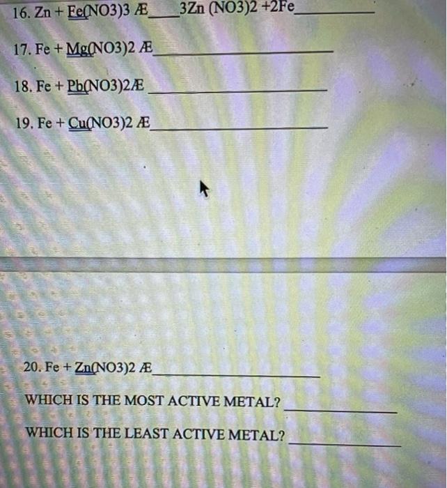 Solved Using Table 1 Complete And Balance The Following Chegg Com