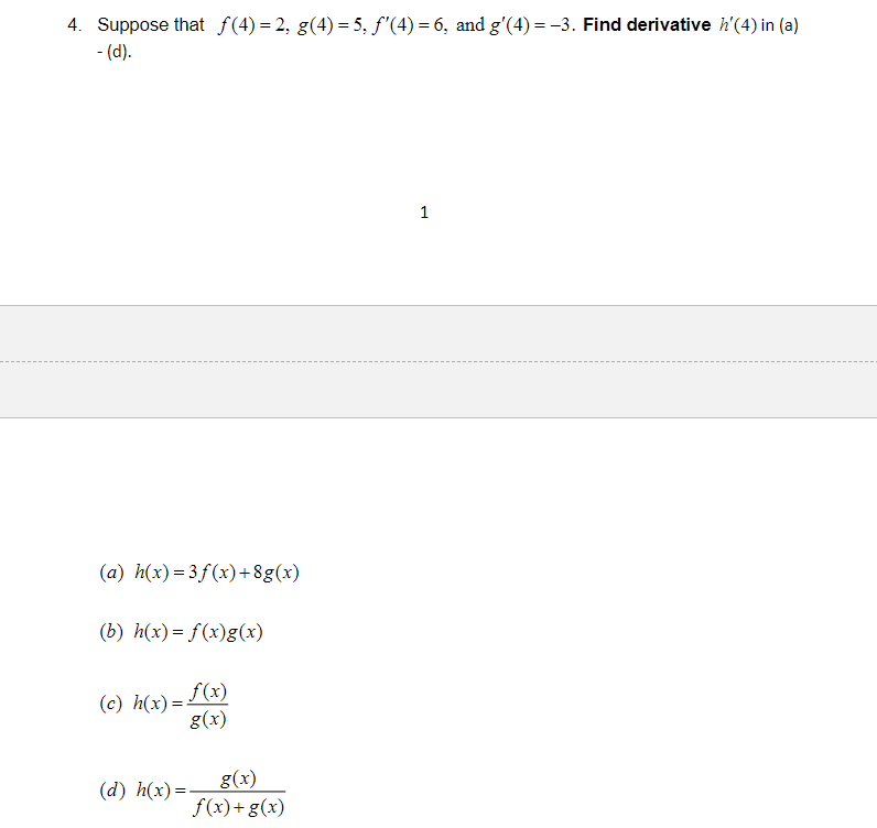 Solved Suppose That F 4 2 G 4 5 F 4 6 ï And G 4 3 Chegg Solved Suppose That F 4 2 G 4 5 F 4 6 ï And G 4 3 Chegg