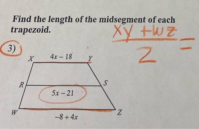 Solved Find the length of the midsegment of each trapezoid. | Chegg.com