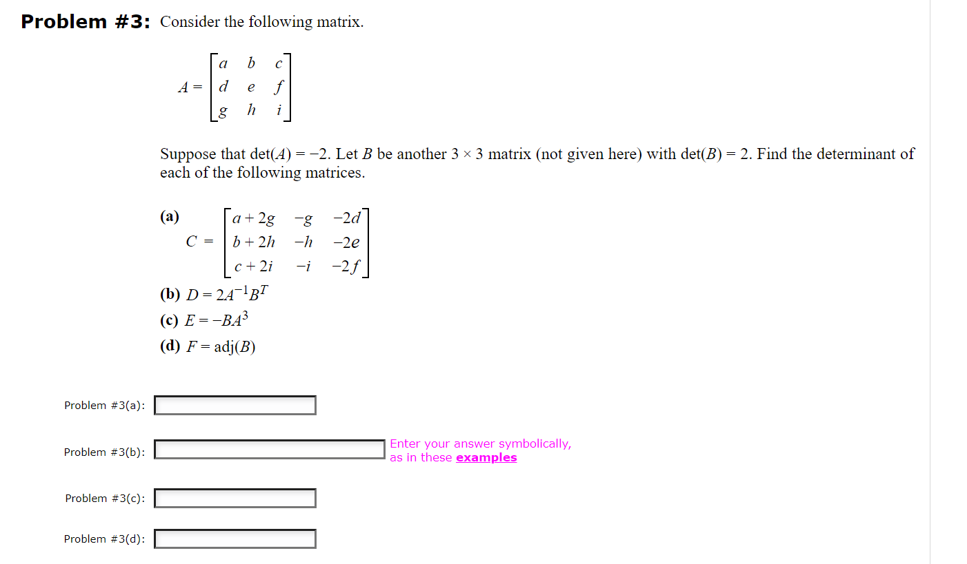 Solved Problem #3: Consider The Following | Chegg.com