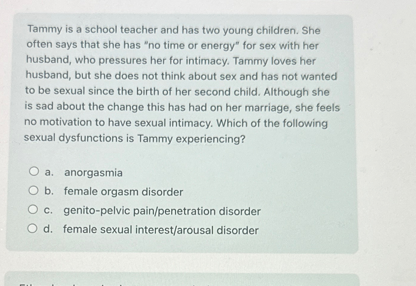 Solved Tammy is a school teacher and has two young children. | Chegg.com