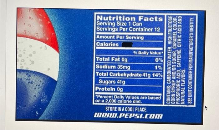 pepsi can nutrition facts