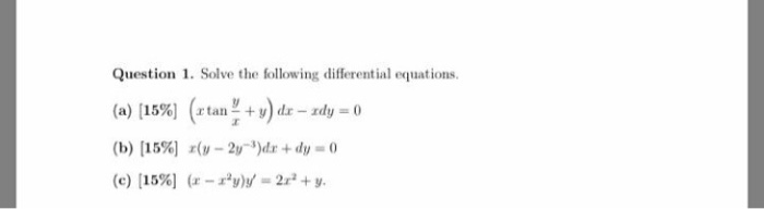 Solved Question 1. Solve the following differential | Chegg.com