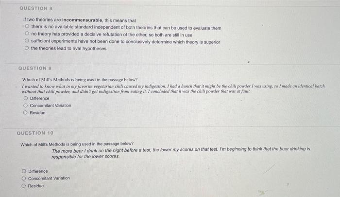 QUESTION B If two theories are incommensurable, this | Chegg.com