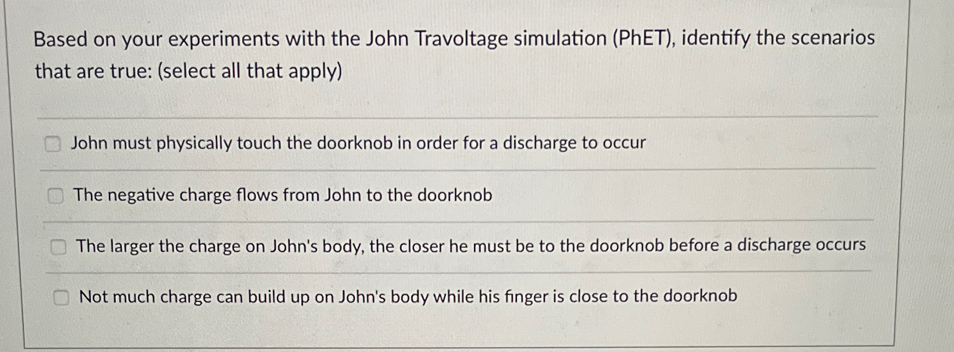 Solved Based on your experiments with the John Travoltage | Chegg.com