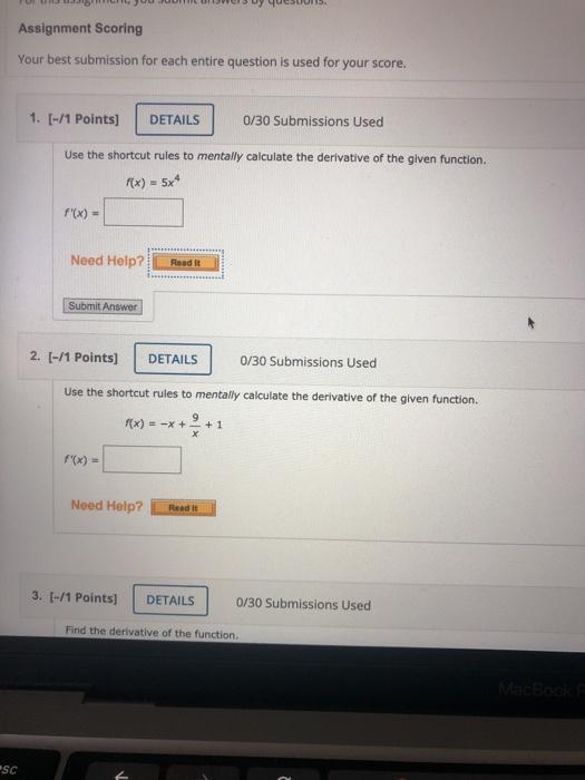 Solved Assignment Scoring Your best submission for each | Chegg.com