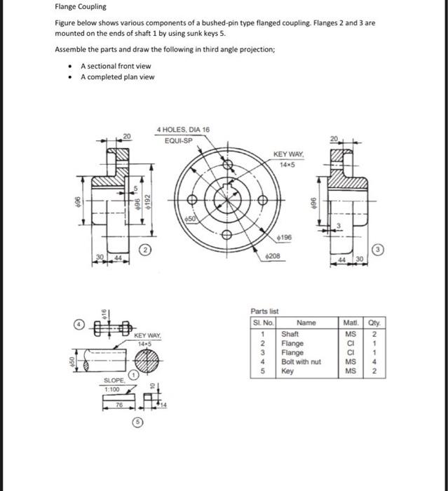 Solved Flange Coupling Figure below shows various components | Chegg.com