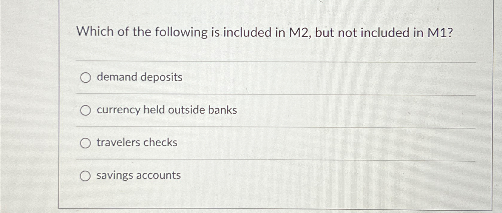 Solved Which of the following is included in M2, ﻿but not | Chegg.com