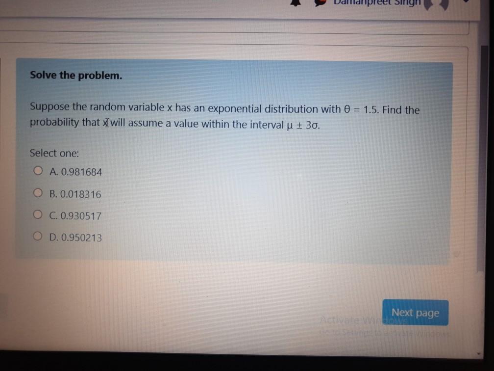 Solved Solve the problem. Suppose the random variable x has | Chegg.com