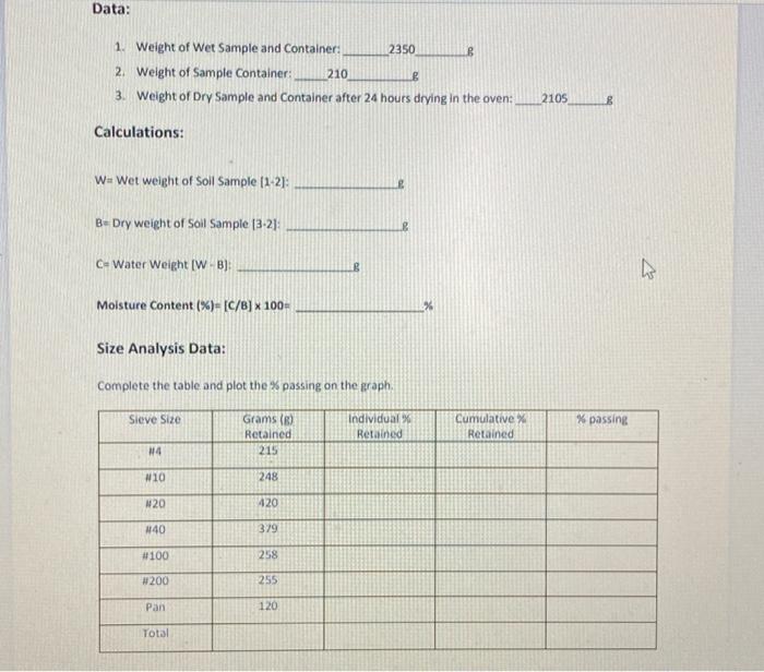 Solved please help me fill out this page with the data | Chegg.com