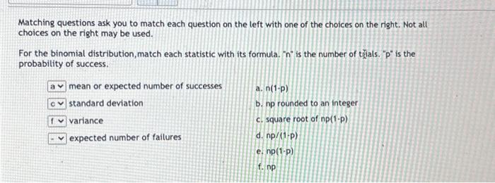 Solved Matching questions ask you to match each question on | Chegg.com