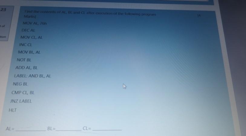 Solved 23 the content of Al BL and Charter kecution of the | Chegg.com