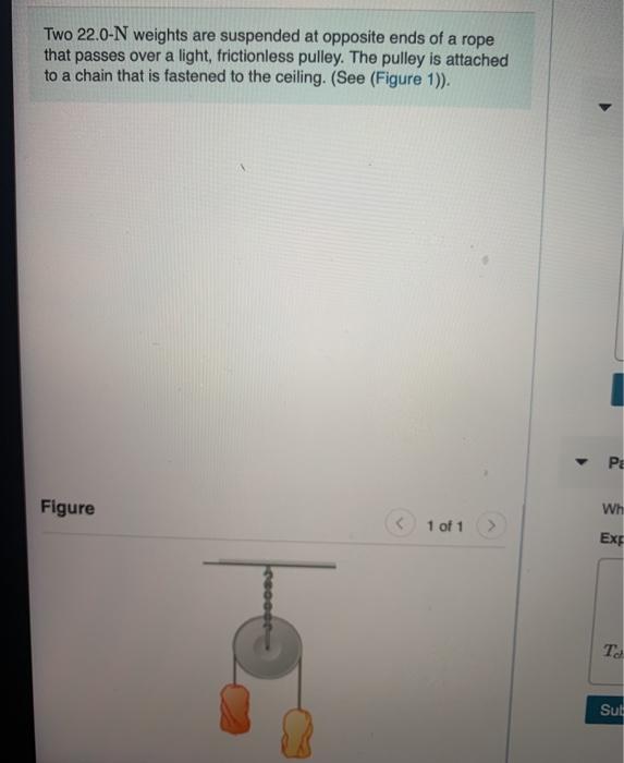 Solved Two 22.0N weights are suspended at opposite ends of