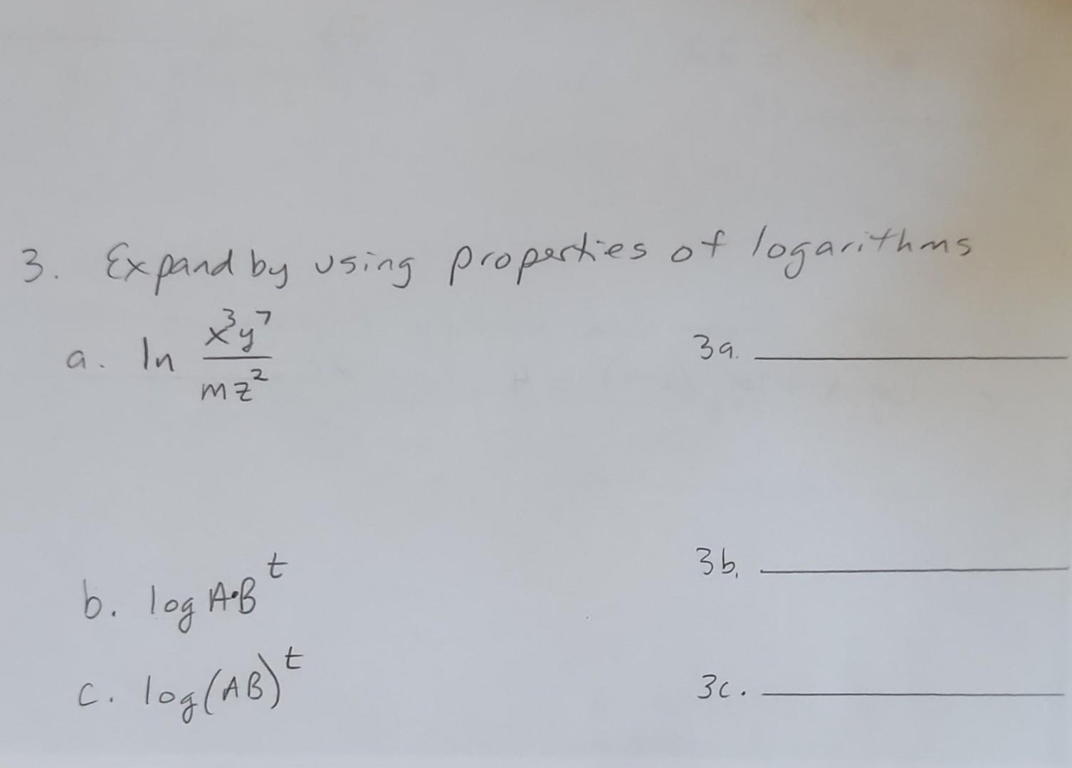 Solved 3. Expand By Using Properties Of Logarithms A. | Chegg.com