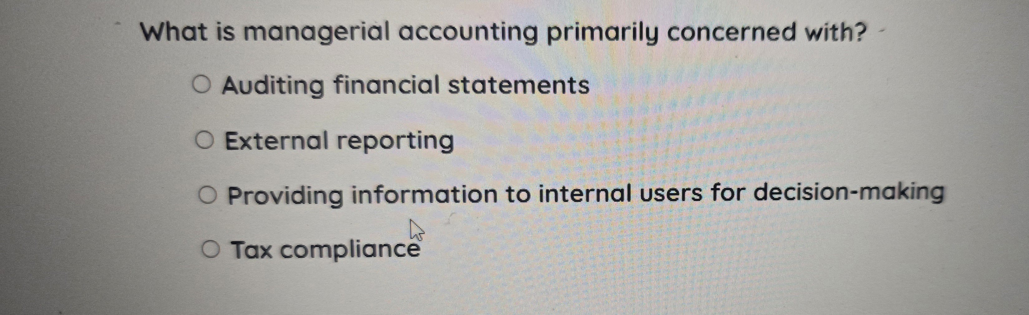 What is managerial accounting primarily concerned | Chegg.com